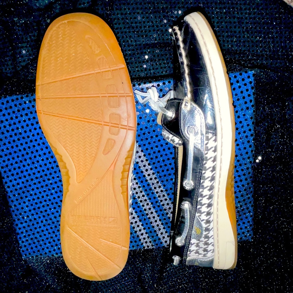 SPERRY ANGELFISH BOAT SHOE HOUNDSTOOTH EUC 9M